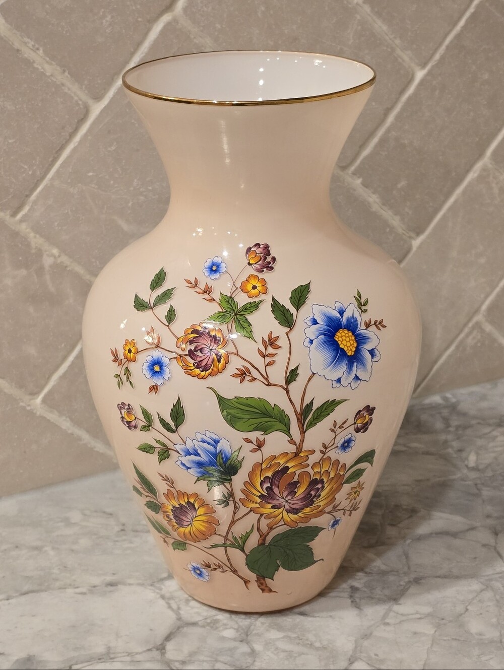 Vintage Toscany Italian Art Glass Pink Floral Vase Pot Feminine Cottagecore